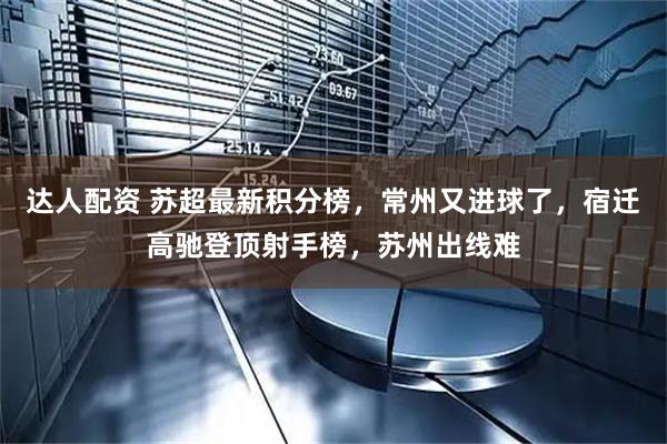 达人配资 苏超最新积分榜，常州又进球了，宿迁高驰登顶射手榜，苏州出线难