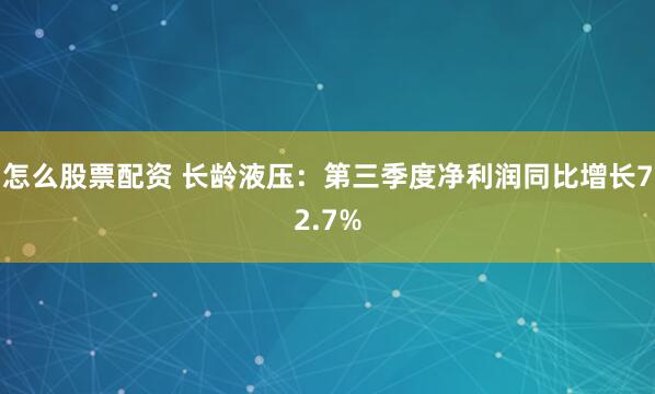 怎么股票配资 长龄液压：第三季度净利润同比增长72.7%