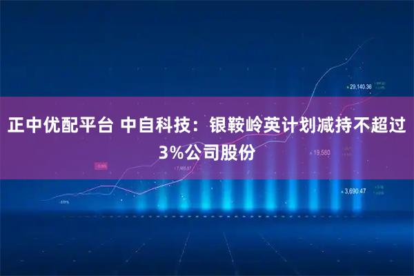 正中优配平台 中自科技：银鞍岭英计划减持不超过3%公司股份