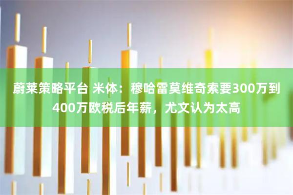 蔚莱策略平台 米体：穆哈雷莫维奇索要300万到400万欧税后年薪，尤文认为太高